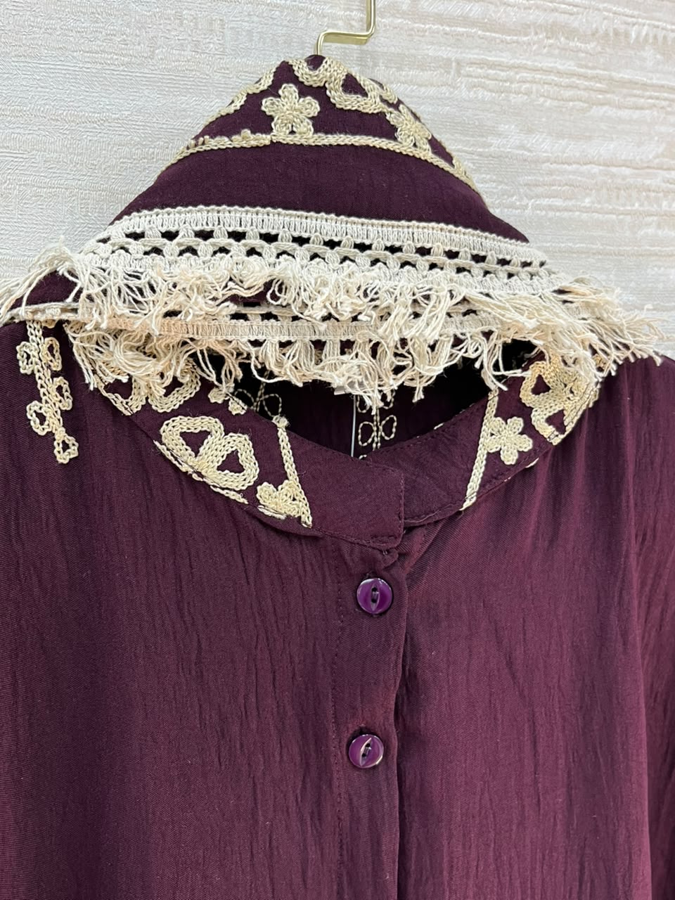 1098 Korean Embroidered Coord Set - Burgundy