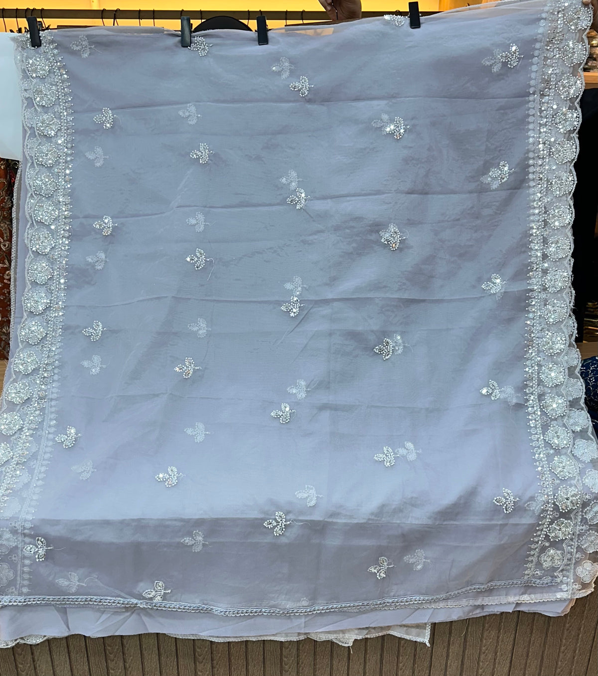 1469 Pakistani Unstitched Party Wear - Ice Grey