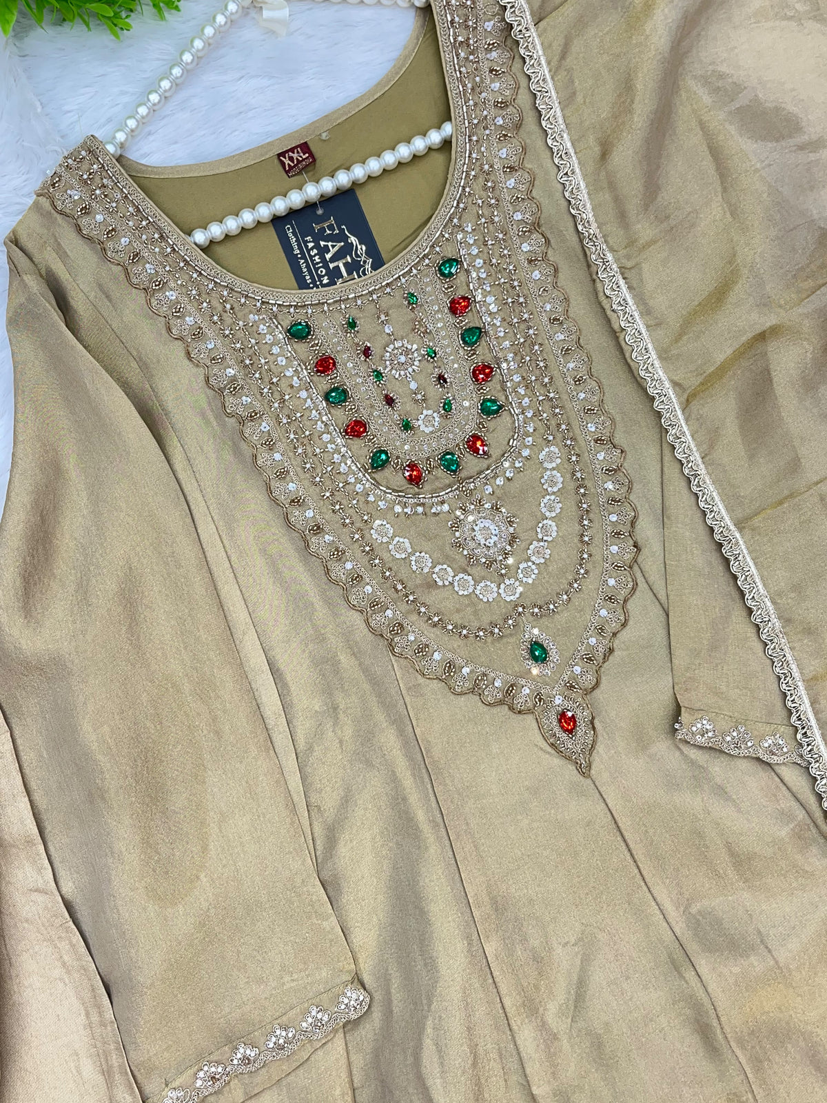 1463 Pakistani Party Wear - Beige