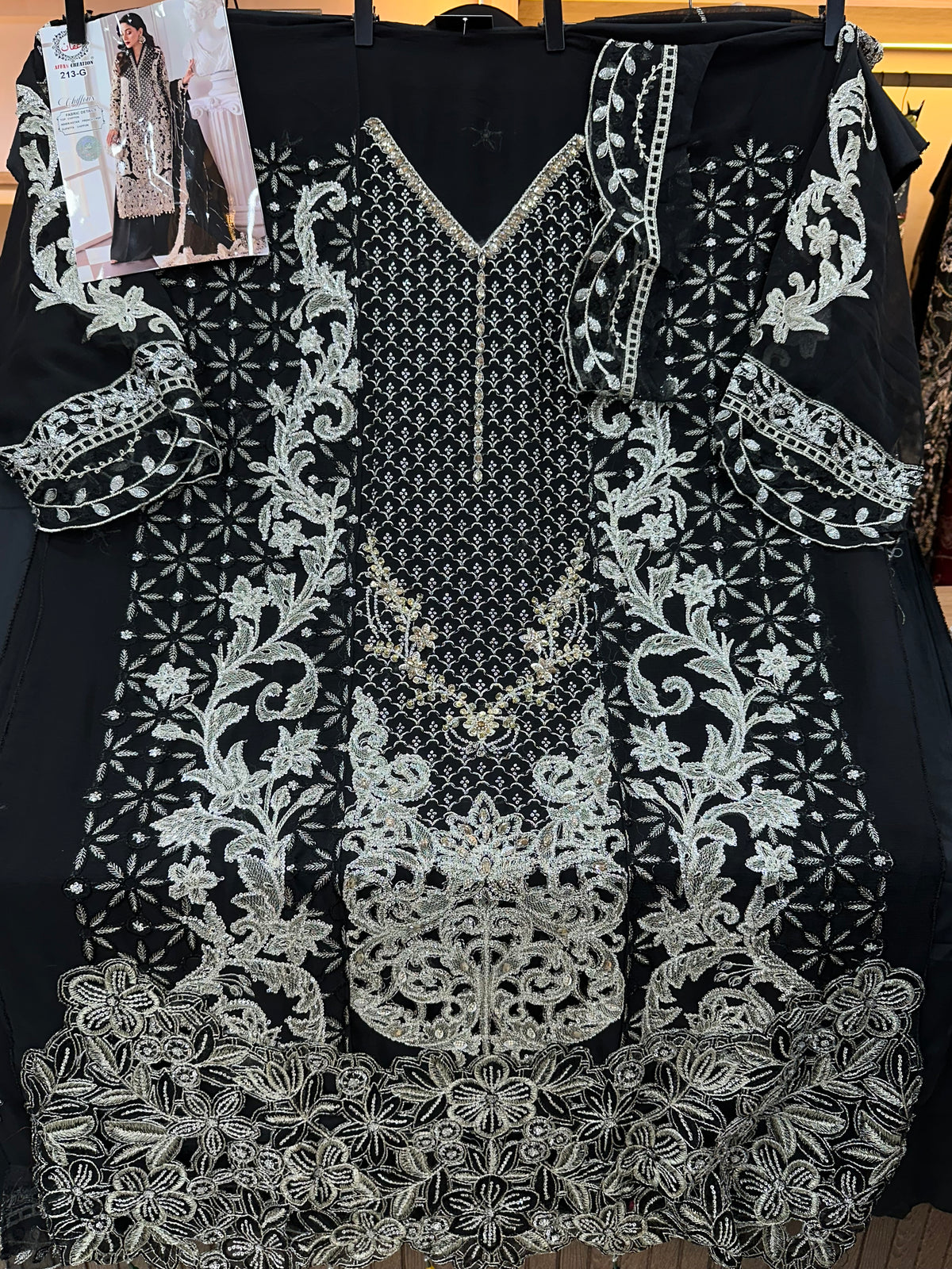 1467 Pakistani Unstitched Party Wear - Black