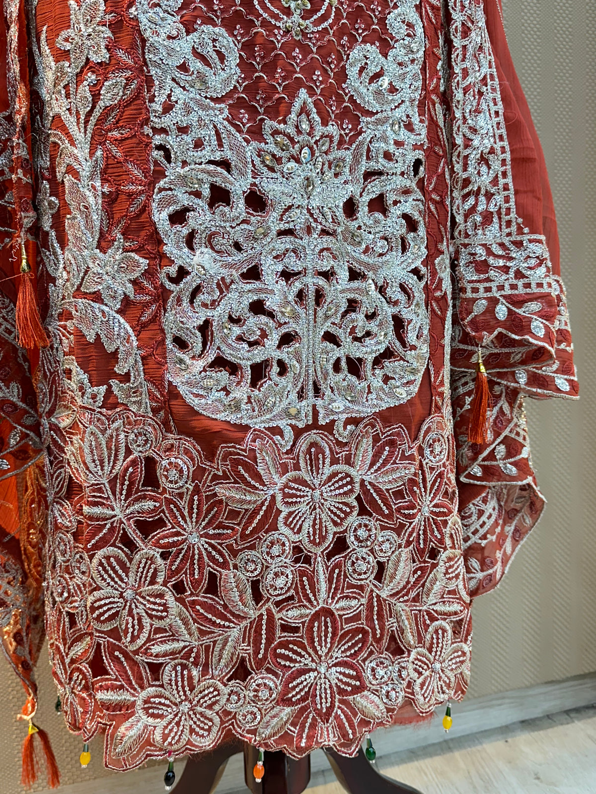 1467 Pakistani Unstitched Party Wear - Terracotta