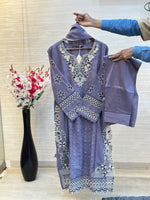 208 Cutwork Partywear suit - turkish purple