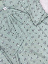 1454 Korean Printed Night Wear - Sage