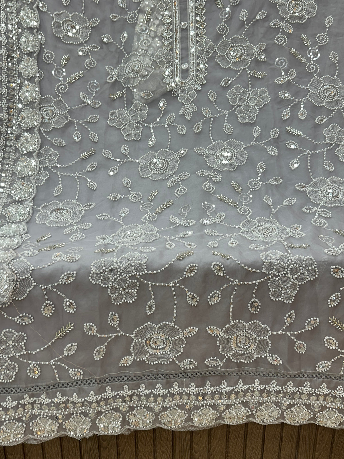 1469 Pakistani Unstitched Party Wear - Ice Grey