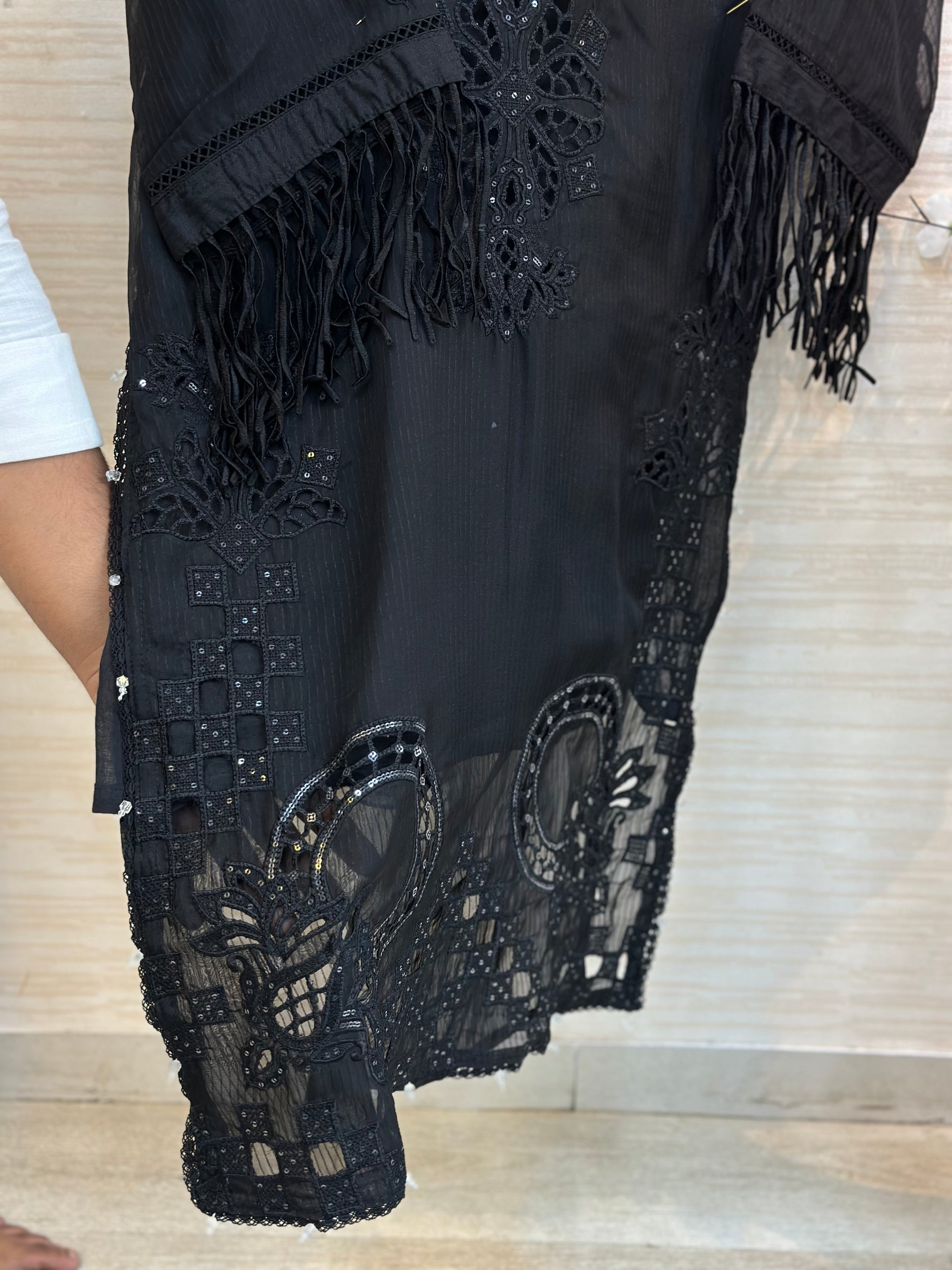 238 Elegant Embroidered 3pc Suit - black