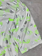 1454 Korean Printed Night Wear - White Yellow