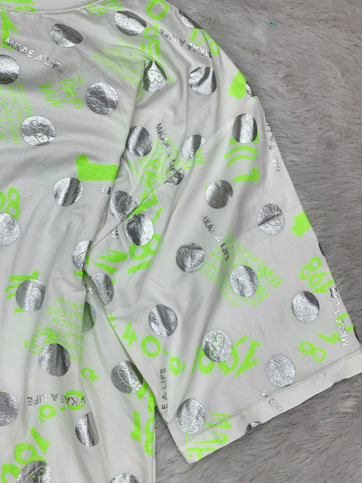 1454 Korean Printed Night Wear - White Yellow
