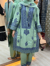 067 Embroidered Rayon Suit - green