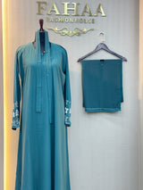 052 Green straight Abaya