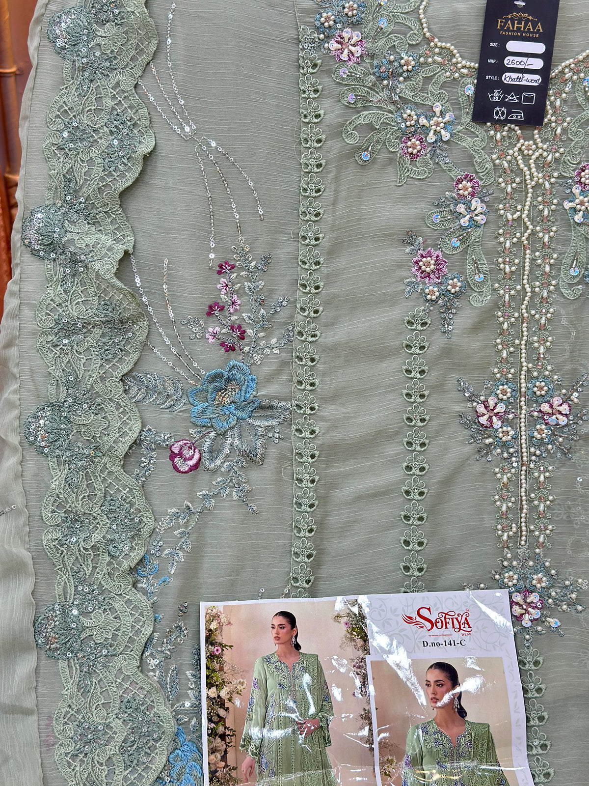 1483 Pakistani Unstitched Party Wear - Pista Green