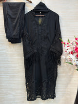 238 Elegant Embroidered 3pc Suit - black