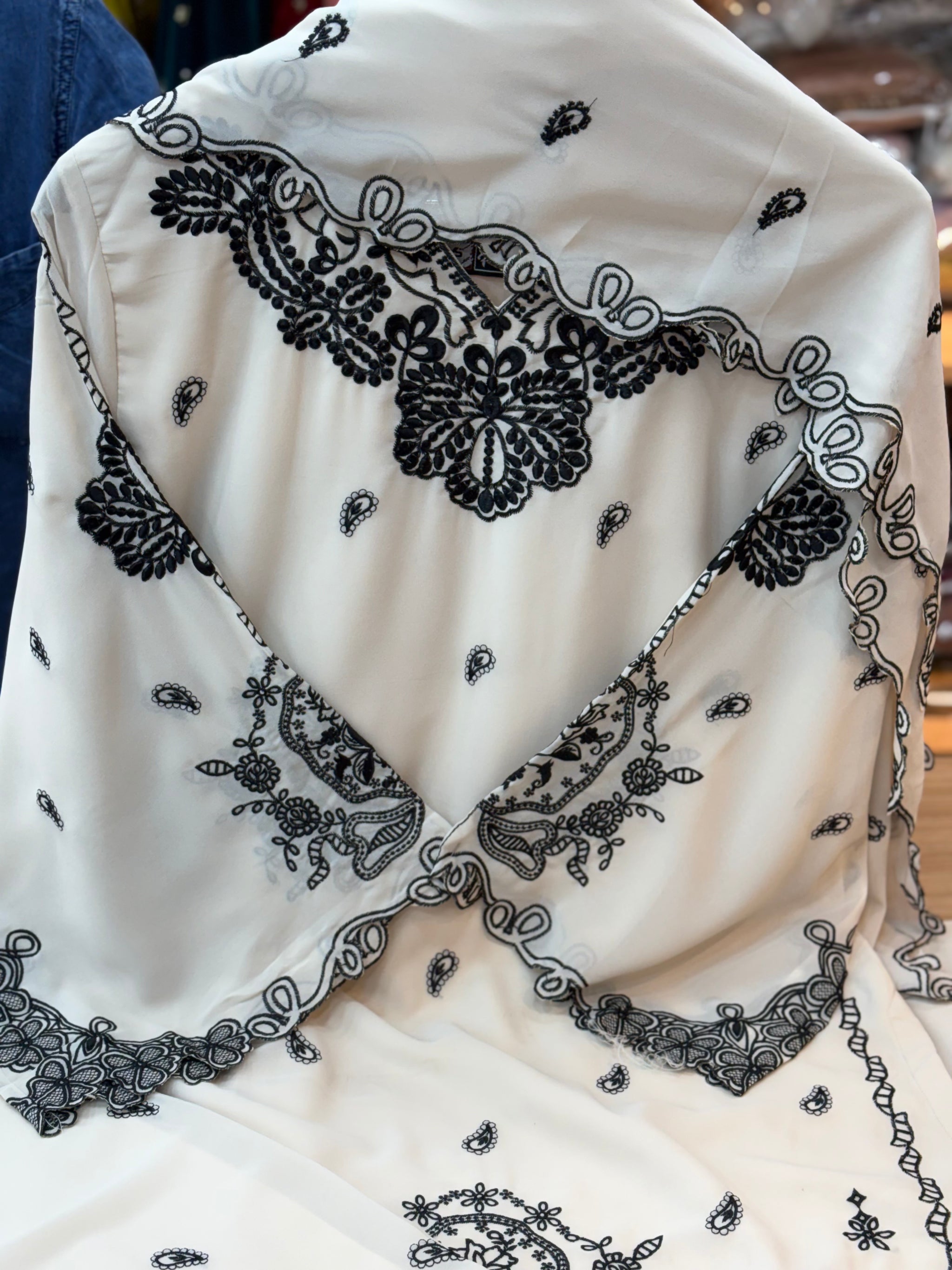 214 Elegant Ivory Georgette Kurta Palazzo Set