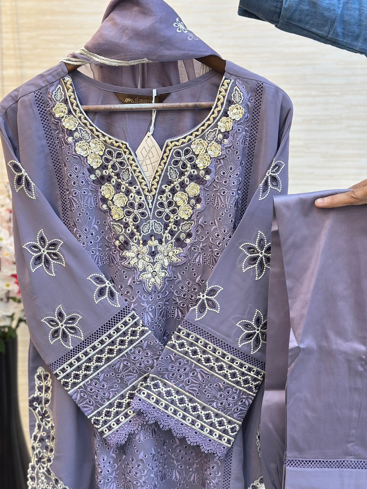208 Cutwork Partywear suit - turkish purple
