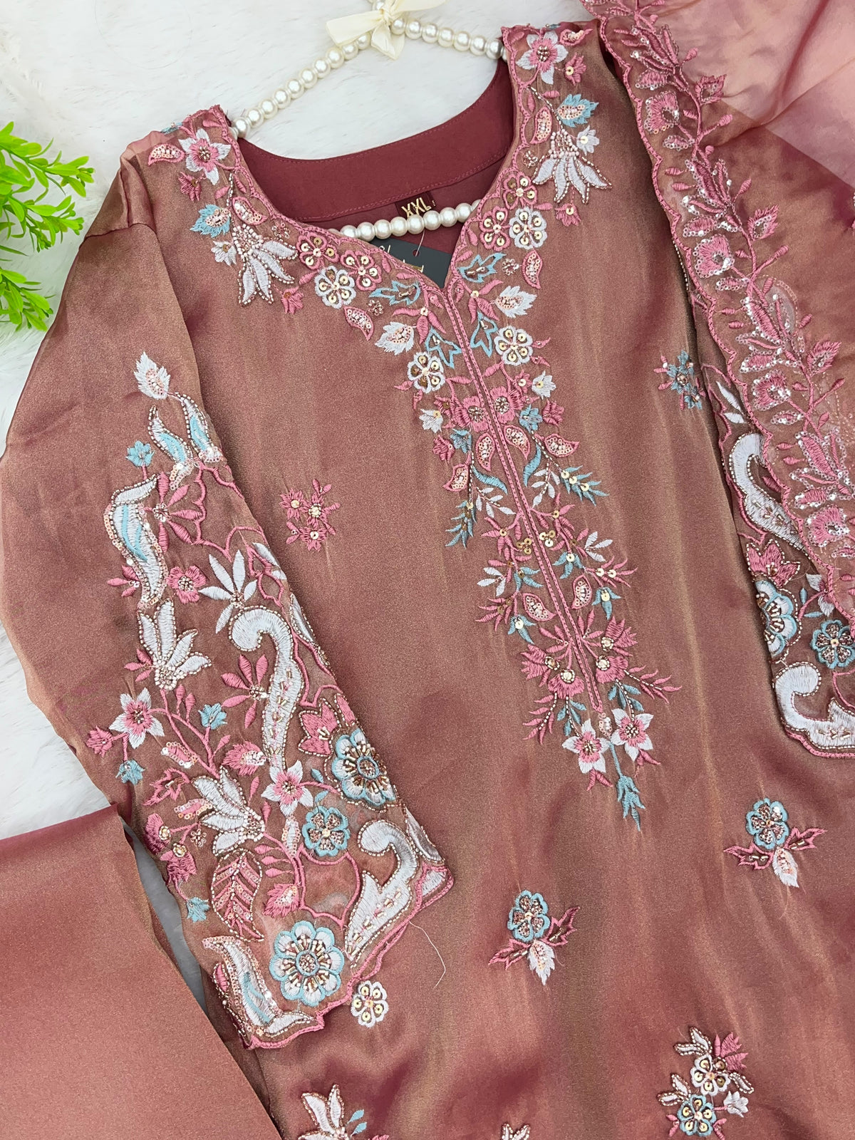 1477 Pakistani Party Wear - Copper Brown