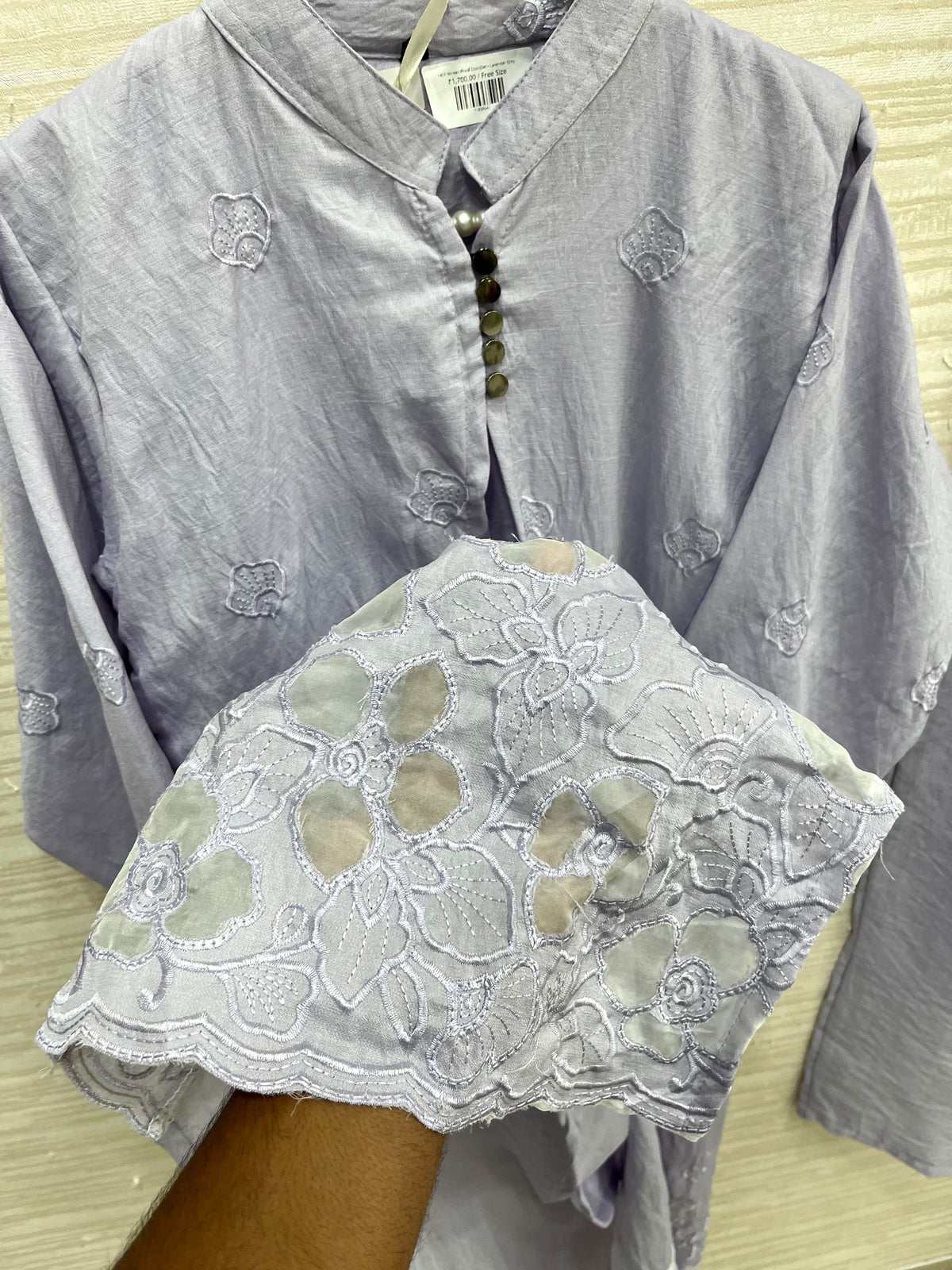 1465 Korean Foral Coordset - Lilac Grey