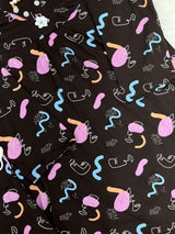 1454 Korean Printed Night Wear - Abstract Black