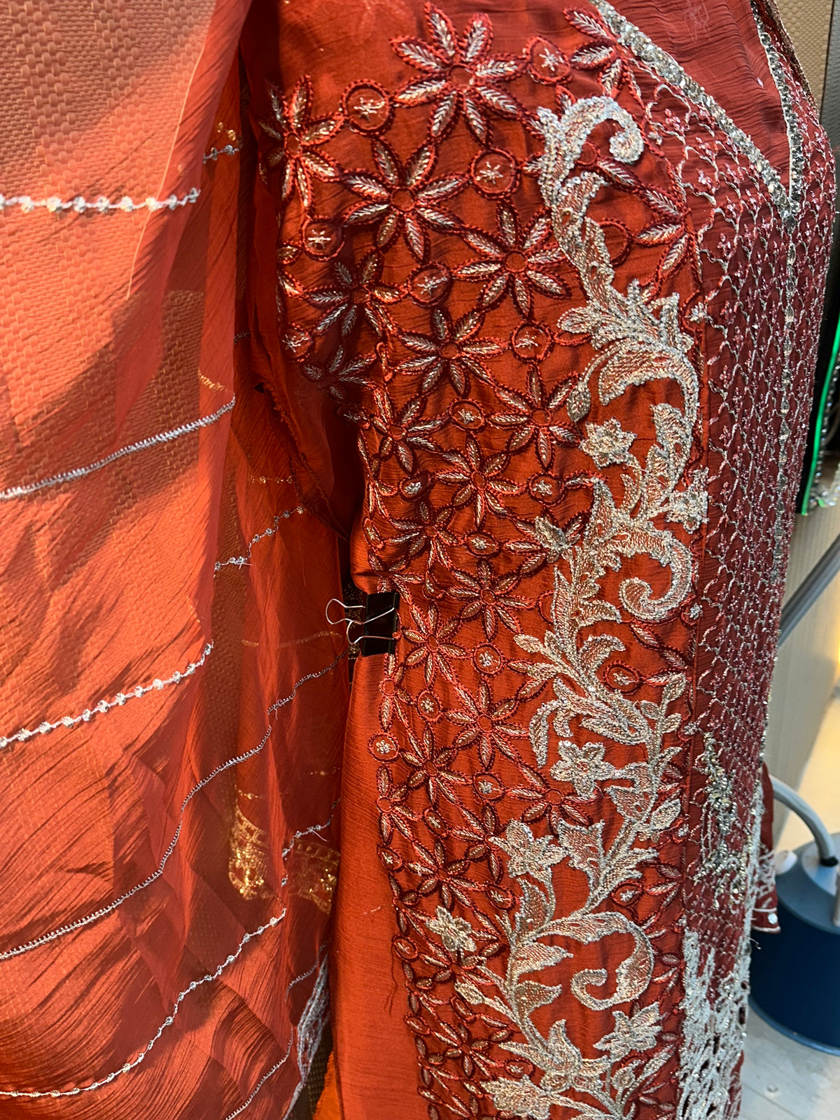 1467 Pakistani Unstitched Party Wear - Terracotta