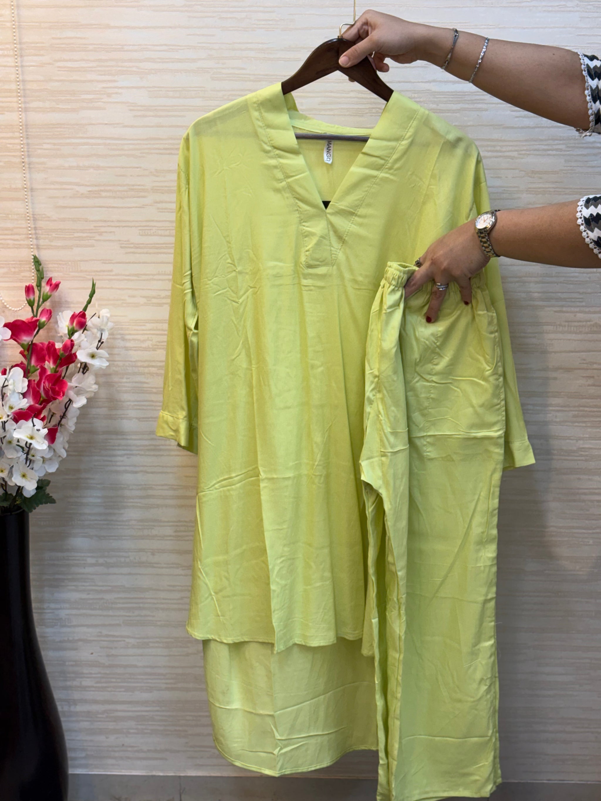 209 rayon cotton cord sets - neon