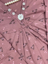 1454 Korean Printed Night Wear - Dusty Mauve