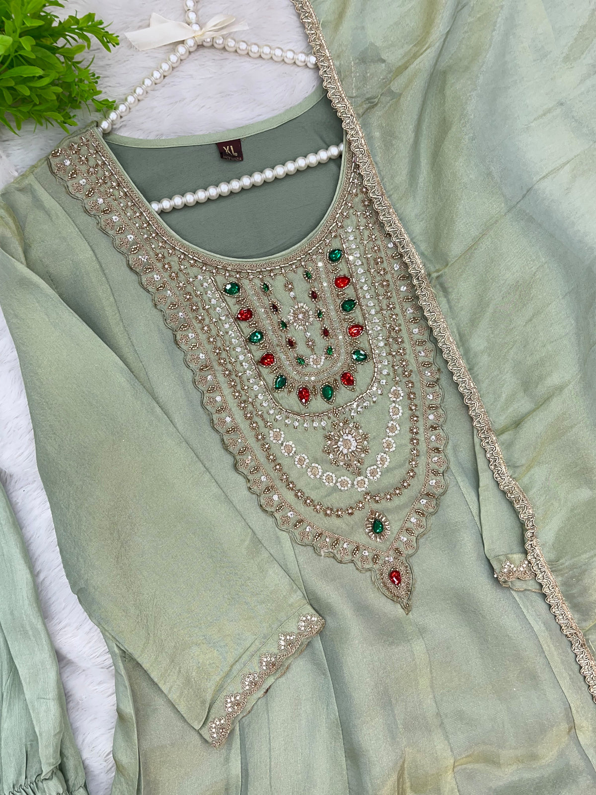 1463 Pakistani Party Wear - Pista Green