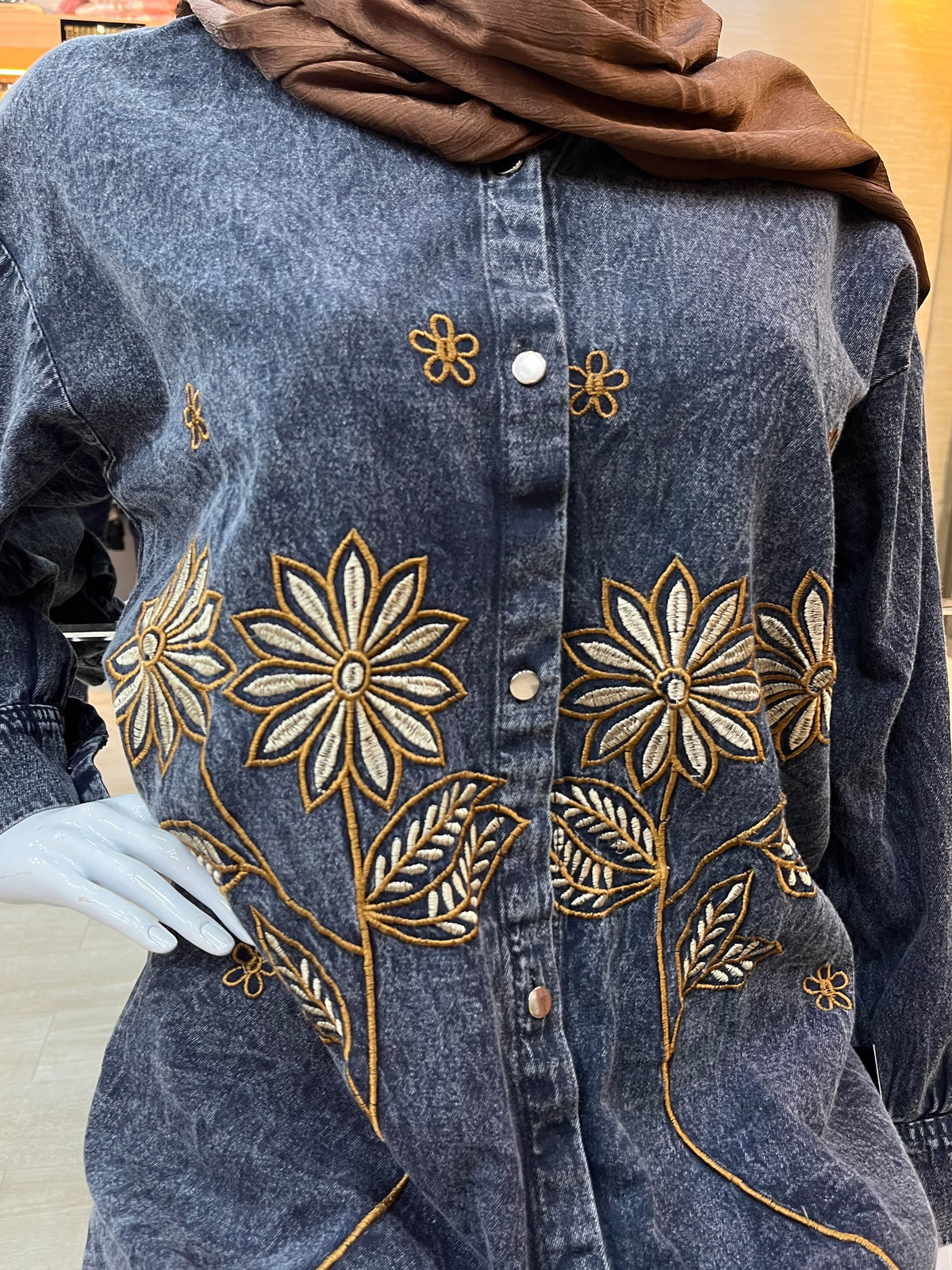 1494 Denim Embroidered Coordset - Stone Blue