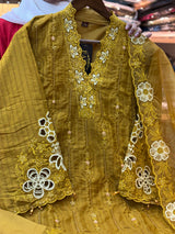 211 cutwork party wear - yellow