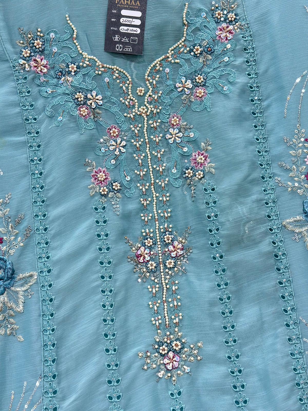 1483 Pakistani Unstitched Party Wear - Sky Blue