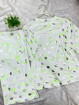 1454 Korean Printed Night Wear - White Yellow