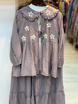 068 korean 3pc skirt cord set light purple