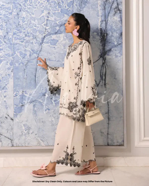 214 Elegant Ivory Georgette Kurta Palazzo Set