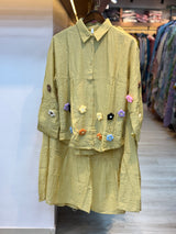 069 korean 2pc skirt cord set cream yellow