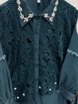 1495 Korean Crochet Coordset - Emerald Green
