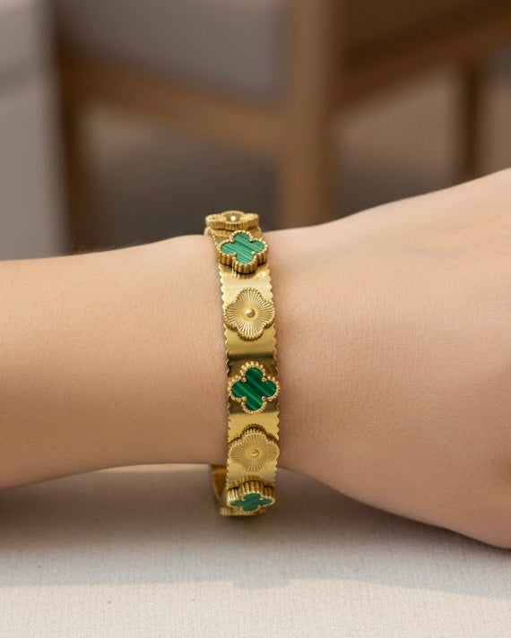 055 Floral Gold Cuff Bracelet