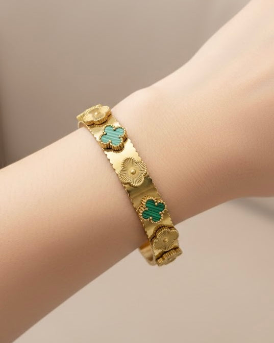055 Floral Gold Cuff Bracelet
