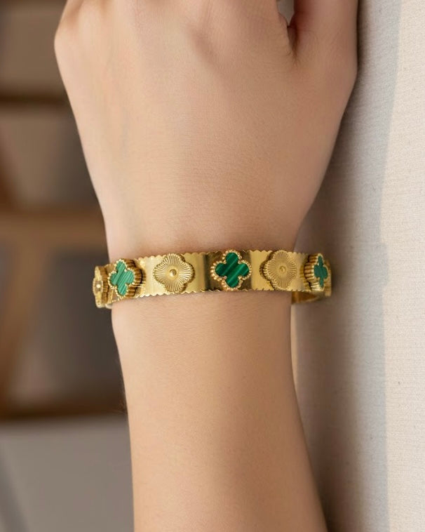 055 Floral Gold Cuff Bracelet