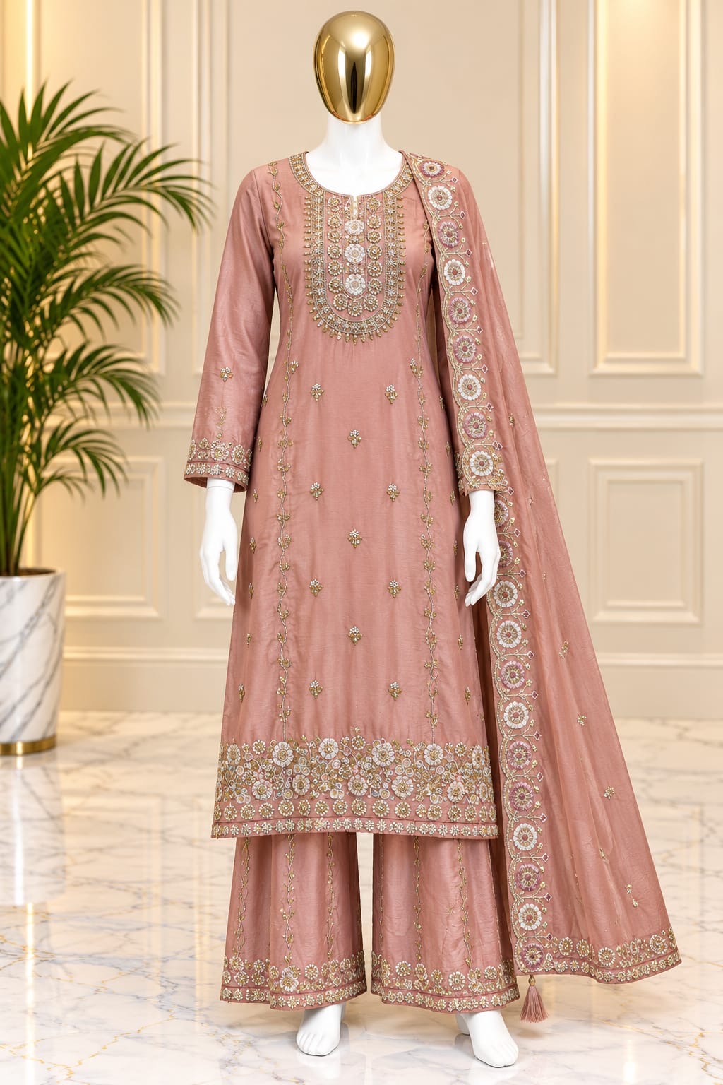 1784 Pakistani Party Wear - Dusty Peach