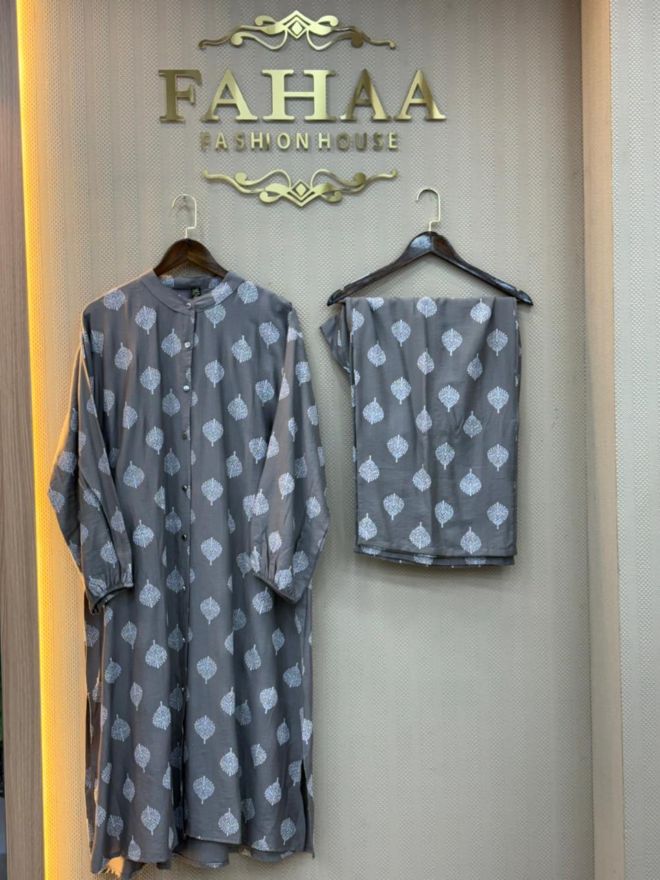 Lawn Beige Stitched Suit - Zellbury