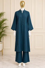 1062 Modest Mandarin Coord Set - Teal Blue