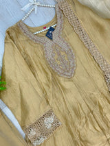 1527 Pakistani Anarkali Gown - Golden Beige
