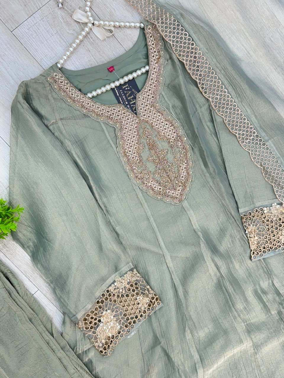 1527 Pakistani Anarkali Gown - Mint Green