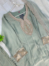 1527 Pakistani Anarkali Gown - Mint Green