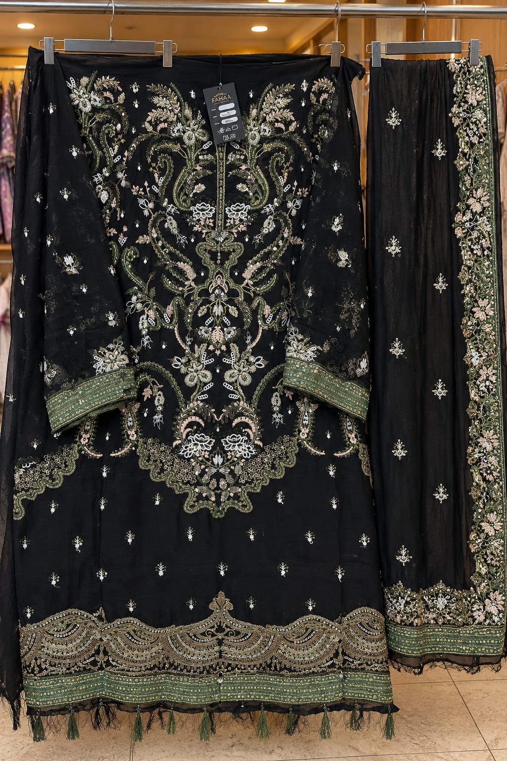 1484 Pakistani Unstitched Party Wear - Black