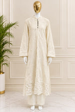 1465 Korean Floral Coordset - Milky White