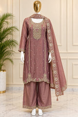 1478 Pakistani Party Wear - Mauve Brown