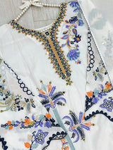 1526 Pakistani Heavy Lawn - White Floral