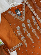 1525 Pakistani Heavy Partywear - Rusty Orange