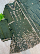 1525 Pakistani Heavy Partywear - Mehendi Green