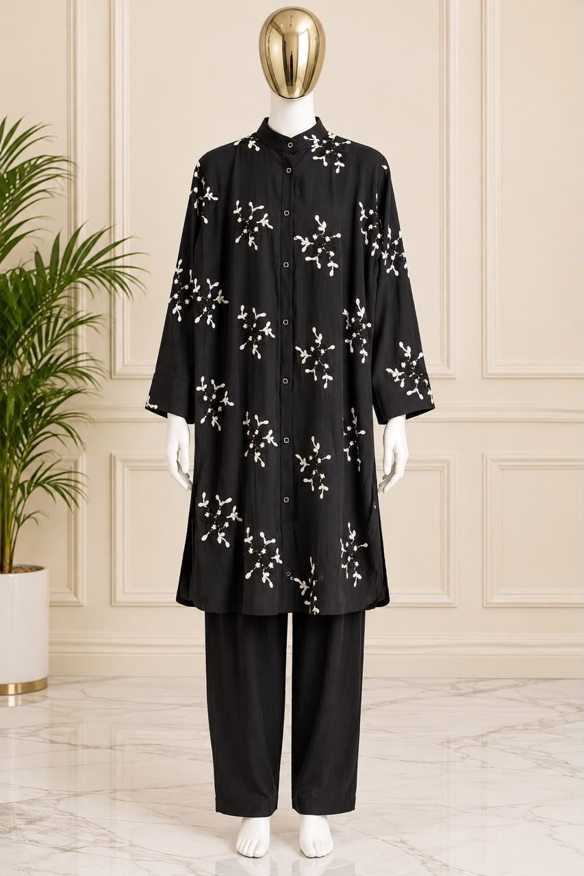 1466 Korean Floral CoordSet - Mehendi Green