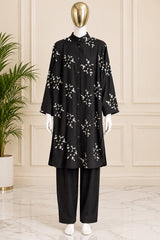 1466 Korean Floral CoordSet - Mehendi Green