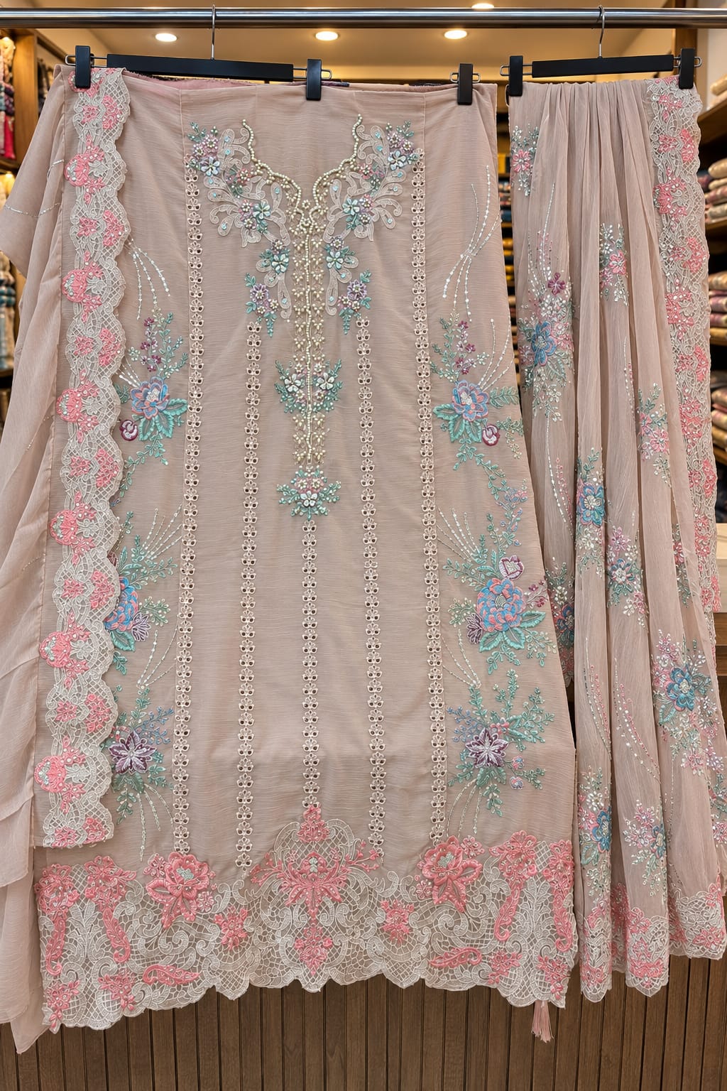 1483 Pakistani Unstitched Party Wear - Nude Peach